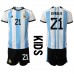 Argentina Paulo Dybala #21 Barnkläder Hemma matchtröja till baby VM 2022 Kortärmad (+ Korta byxor) Billigt